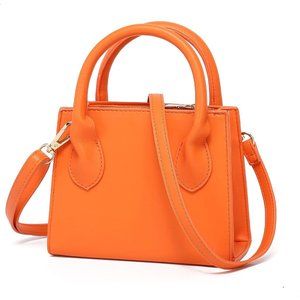 Women Orange Trendy Mini Small Crocodile Pattern Handbag